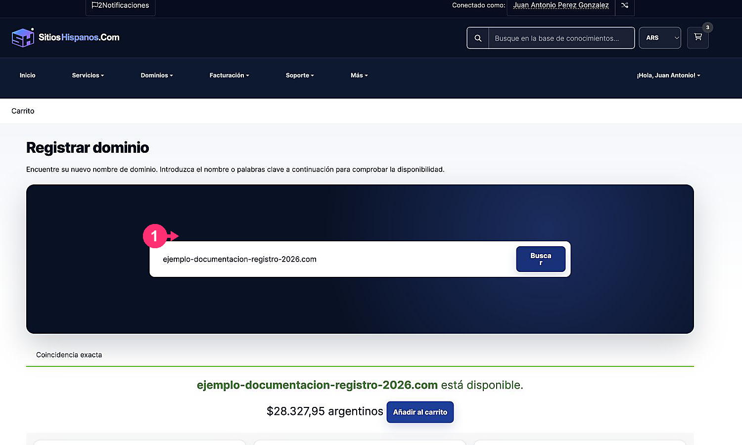 Resultado de disponibilidad de dominio